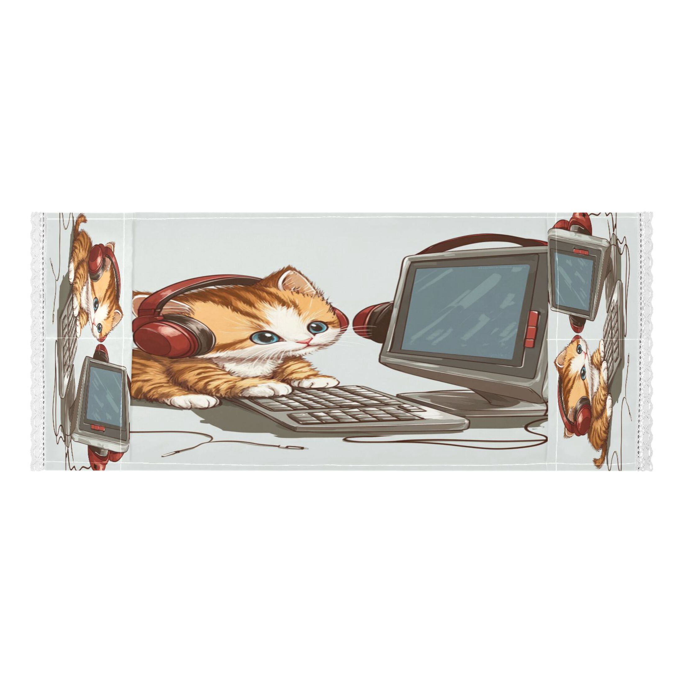 Kittens Play ComputerWasher and Dryer Covers Dust-Proof and Oil Resistant Fridge Cover with 4 Storage Pockets Washing Machine Top Cover for Laundry Kitchen Home 51.2 x 22 In