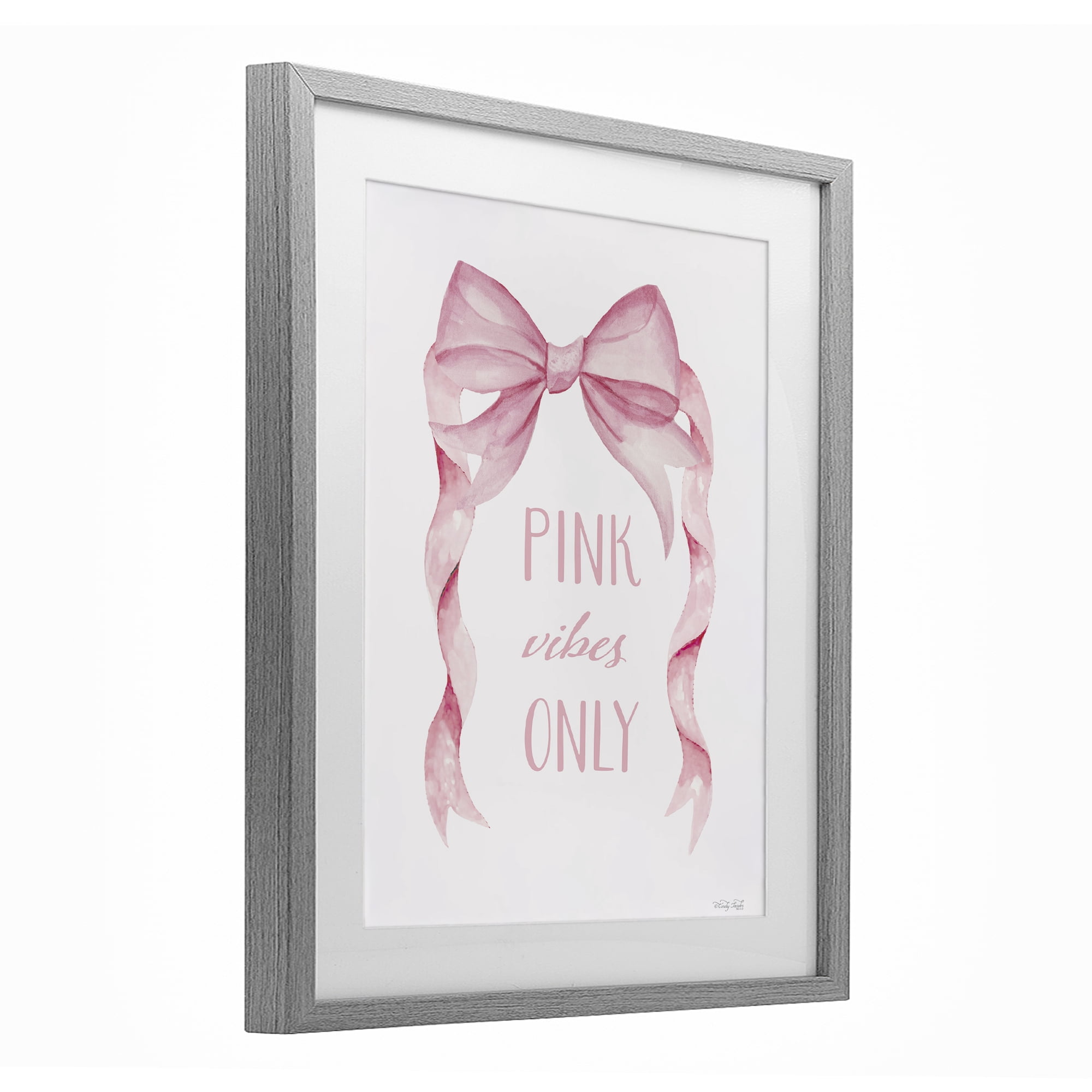 Stupell Industries Feminine Pink Vibes Only Gray Framed Print Under Glass, design by Cindy Jacobs