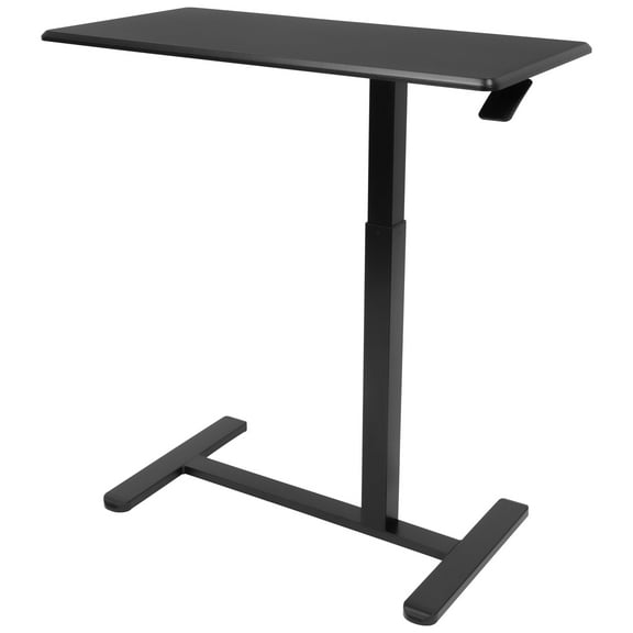 Mount-It! Height Adjustable Overbed Desk, Couch Desk Table, Gas Springs for Easy Adjustment, Low Profile Casters, Black