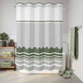 thumbnail image 6 of No Hook Shower Curtain, Dark Green Striped Shower Curtains for Bathroom with See Through Top Window, Abstract Modern Geometric Stripes Waterproof & Washable Bath Curtain Extra Long 72"x84", 6 of 9