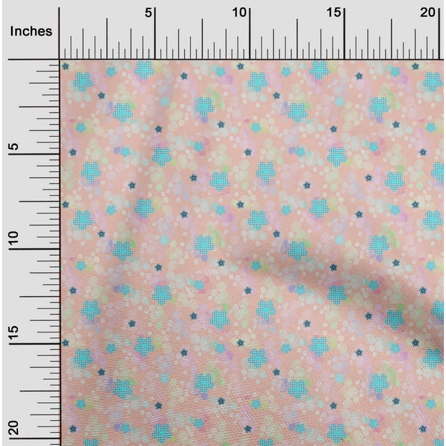 oneOone Polyester Lycra Fabric Dot & Flower Floral Print Sewing Fabric BTY 56 Inch Wide