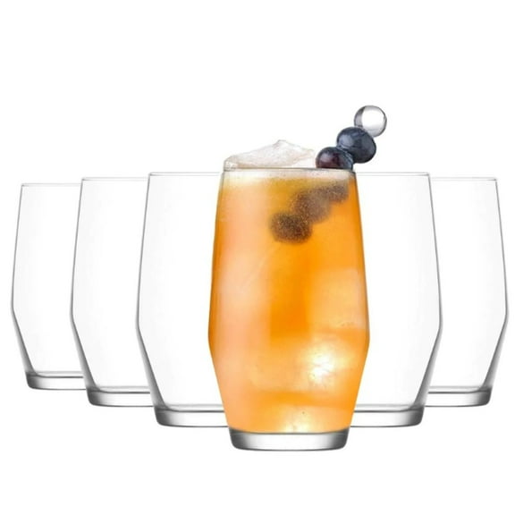 Curved Bottom Tall Glass Cups, Set of 6