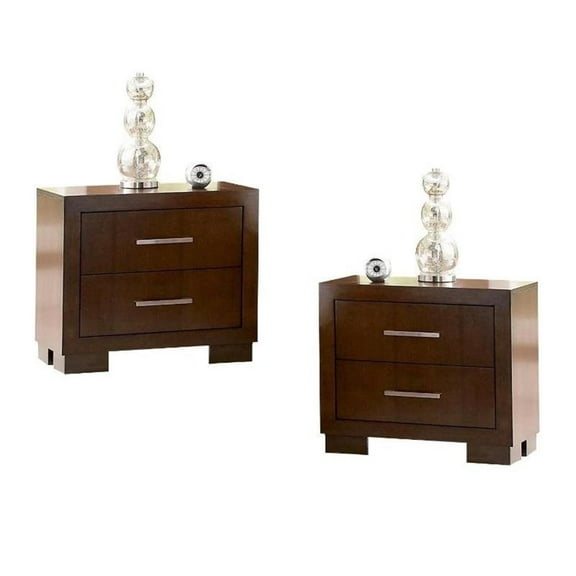 (Set of 2 ) 2 Drawer Nightstand in Dark Cappuccino