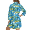 thumbnail image 2 of Xoenoiee Tropical Hibiscus Palm Tree Boat Print Women's Swimsuit Coverup Long Sleeve Bathing Suit Cover Ups Button Down Beach Dress Shirt for Swimwear Beachwear, XL, 2 of 7