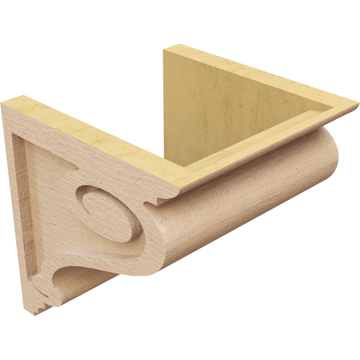 9"W x 9"D x 9"H Wide Scroll Rough Cedar Woodgrain TimberThane Corbel, Primed Tan
