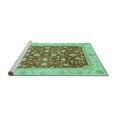 thumbnail image 2 of Ahgly Company Machine Washable Indoor Rectangle Oriental Turquoise Blue Modern Area Rugs, 7' x 9', 2 of 4