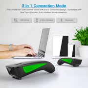 NETUM Bluetooth Mini 1D Barcode Scanner, 3-in-1 Portable Wireless CCD Bar Code Reader for Tablet iPhone Android Windows Mac Pos - C740（Green）
