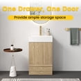 thumbnail image 4 of 20" Sturdy Compact Freestanding Cabinet, Bathroom Storage Unit with Soft Close, Modern Small Bathroom Vanity with Ceramic Sink for Bathroom, Light Oak, 4 of 9