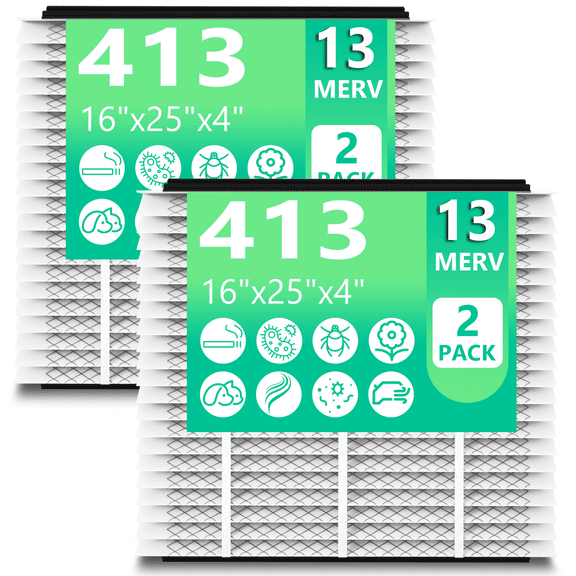 2 Pack 413 Replacement Filter Compatible with AprilAire Whole House Air Purifier 1410, 1610, 2410, 2416, 3410, 4400, MERV 13, 16 x 25 x 4 Air Filter