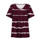 thumbnail image 4 of Qucoqpe - Blusa de talla grande para mujer, estilo informal, con estampado de rayas, cuello en V, manga corta, fruncida, para verano, en liquidación, 4 of 5