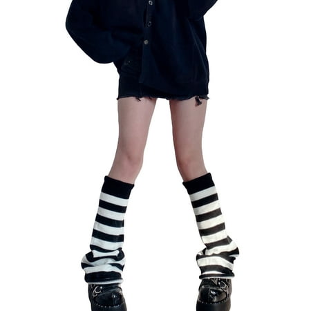 

Gothic Stripe Leg Warmers 2000s Women Lolita Grunge Fairy Core Socks E Girl Dark Academia Aesthetic Knitted Accessories