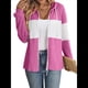thumbnail image 3 of Chaqueta de Rayas con Bloques de Color para Mujer, con Cremallera, Larga, Punto Acanalado, Sudadera con Cordón Ajustable. Rosa Roja S, 3 of 9