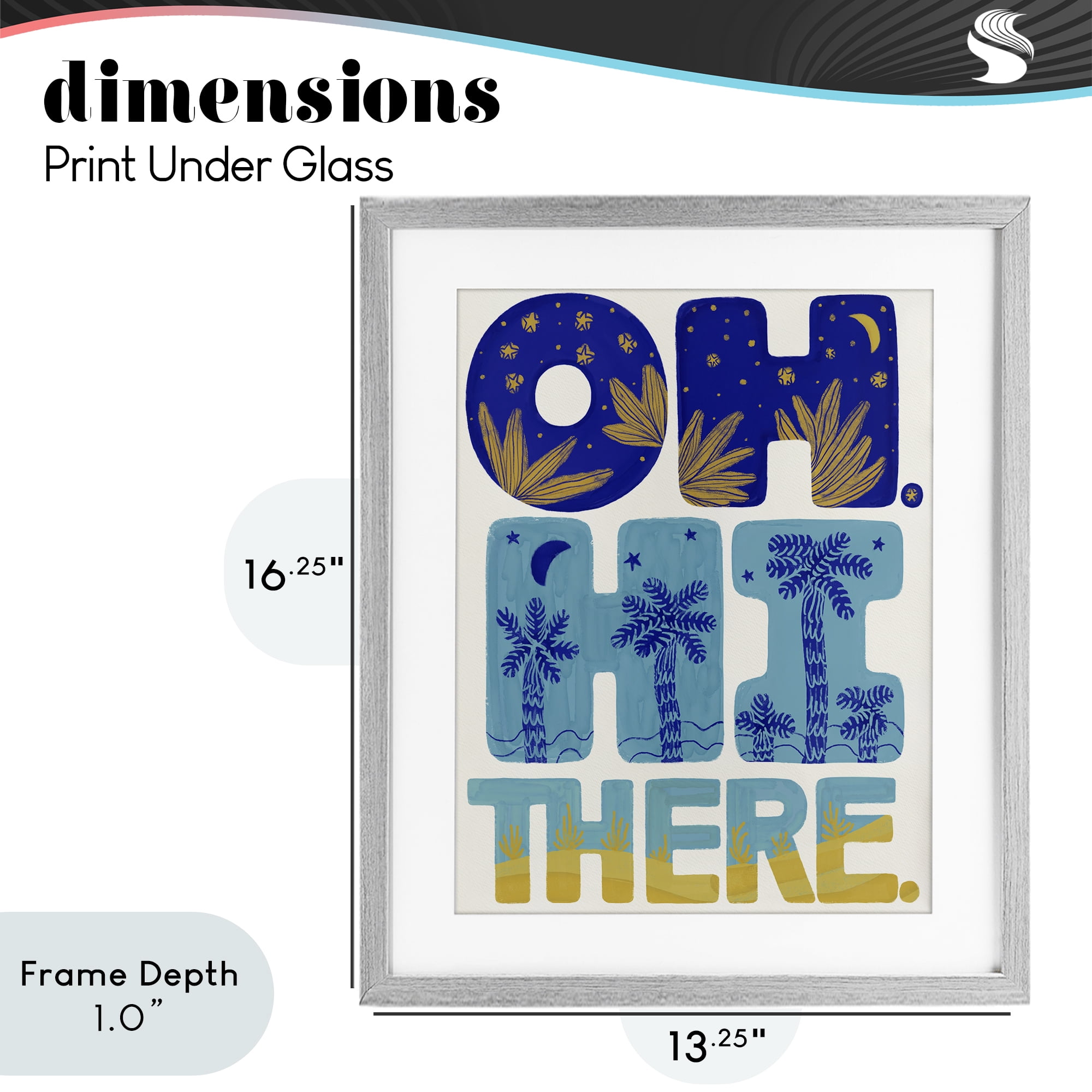Stupell Industries Oh Hi There Tropical Gray Framed Print Under Glass, design by Connie Summers