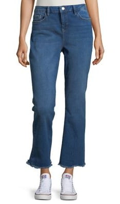 Raw Hem Straight Leg Cropped Jeans 