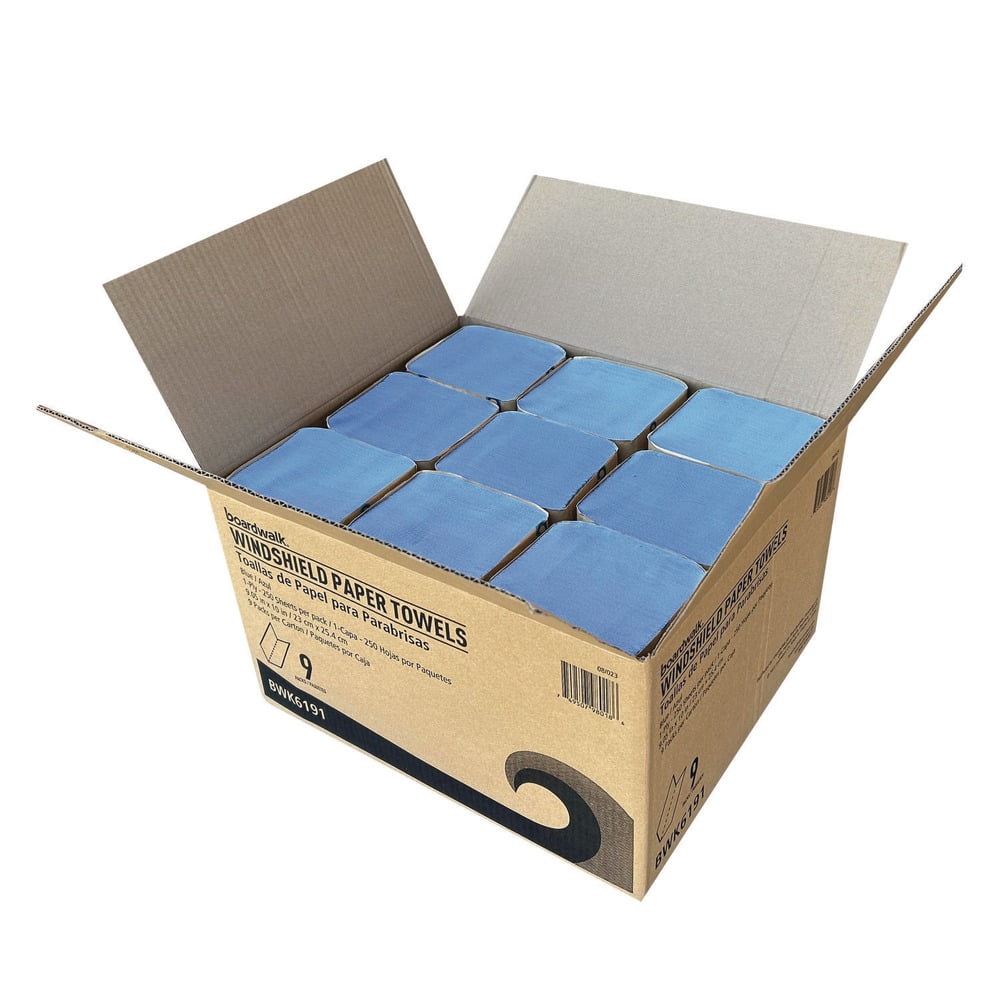 9.05 x 10 Windshield Paper Towels - Blue (9/Carton)