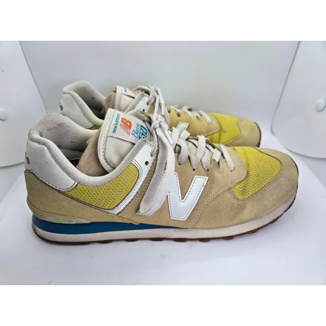 New Balance 574 Shoes Men's 10.5 D Yellow Suede Casual Athletic Classic Sneakers