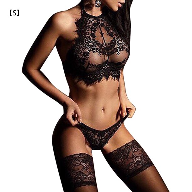 Conjunto de ropa interior de encaje de pestañas encantadoras para mujer, lencería de perspectiva, ropa de dormir, regalo Inevent XX000189-01