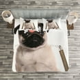 thumbnail image 3 of Ambesonne Pug Quilted Bedspread Set 3 Pcs, Martial Art Ninja Puppy, King Size, Multicolor, 3 of 3