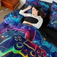 thumbnail image 4 of Castle Fairy Gradient Gamer 7pcs Bedding Comforter Set,Video Game Queen Bedding Sets Super Cozy,Game Console Queen Sheet Sets,Ultra Soft Abstract Home Decor,Reversible, 4 of 8