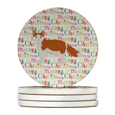 

La Perm #2 Cat Christmas Large Sandstone Coasters Pack of 4 4 in x 4 in
