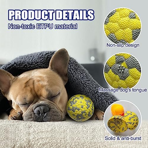 Dog Balls, Indestructible Tennis Balls for Dogs, 2.5'' Durable Bouncy Dog Toys for Aggressive Chewers, Interactive Dog Toys for Fetch Game, Lightweight Floating Chew-Proof(4 Pack)