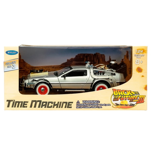 Welly 1/24 Delorean Volver A El Futuro III Time Machine Metal Plateado