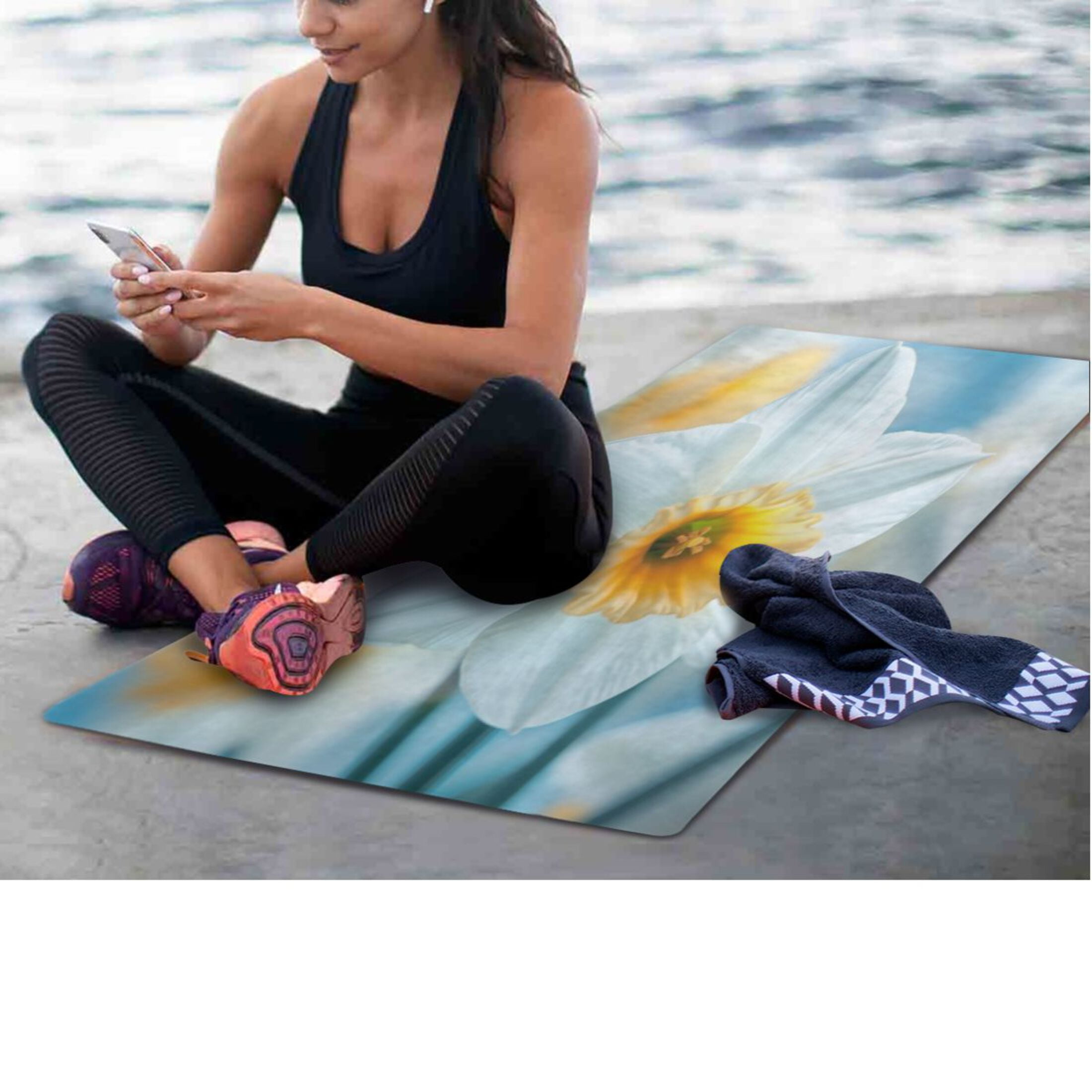BZSMCE Yoga Mat Women Fitness Mat Graceful White Pattern