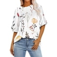thumbnail image 2 of ALLLIST Women's Tops Crew Neck Plus Size Elbow-Length T-Shirts Holiday Casual White Floral Shirts Tops for Ladies, 2 of 7