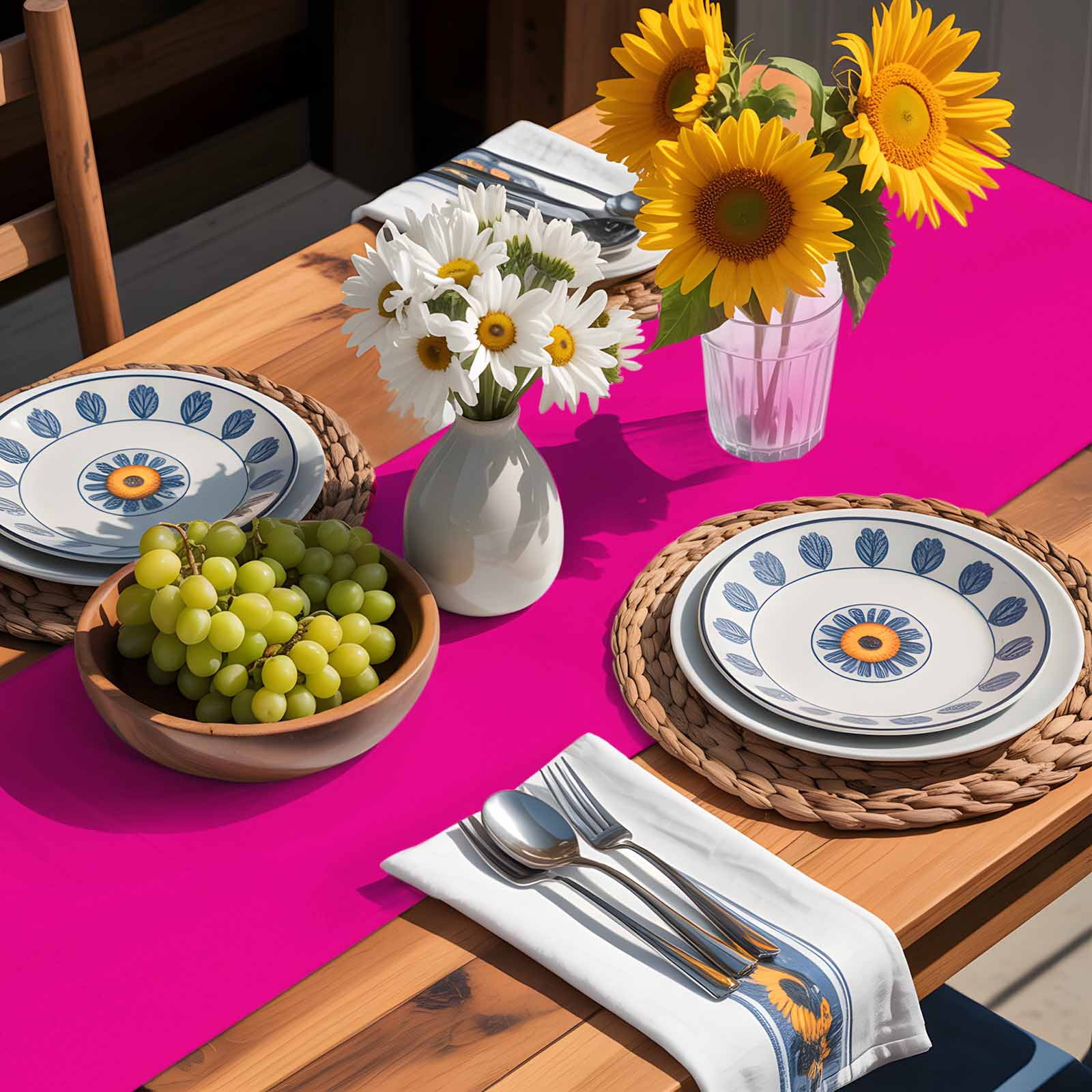 Rose Red Watercolor Table Runner 90 Inches Long, Solid Color Table Runners Tabletop Scarf Kitchen Dining Tables Decoration for Home Party Indoor Outdoor