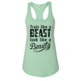 thumbnail image 1 of Women’s “Train Like a Beast Look Like a Beauty” Ideal Racerback Tank Top, 1 of 2