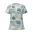 thumbnail image 3 of Naloa Algae Corals and Seashells Print T-Shirts Short Sleeve V Neck Tees for Women Fashion Tops Trendy Lightweight Soft Casual Summer Outfits Clothes, 3 of 5