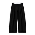 thumbnail image 3 of cocolona Womens Casual Patchwork Dress Pants Elastic Waist Straight Wide Leg Commute Yoga Pants with Pockets, 3 of 5