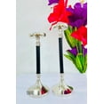thumbnail image 3 of Silver Candle Holders Set of 2 - Metal Candle Holders for Pillar Candles - 2 Pillar Candle Holder Centerpiece - Pillar Candle Holders for Table - Silver Candle Holder Set Candle Stands Decorative, 3 of 5
