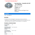 thumbnail image 2 of Rear Brake Rotor - Compatible with 2007 - 2011 Dodge Nitro 2008 2009 2010, 2 of 2