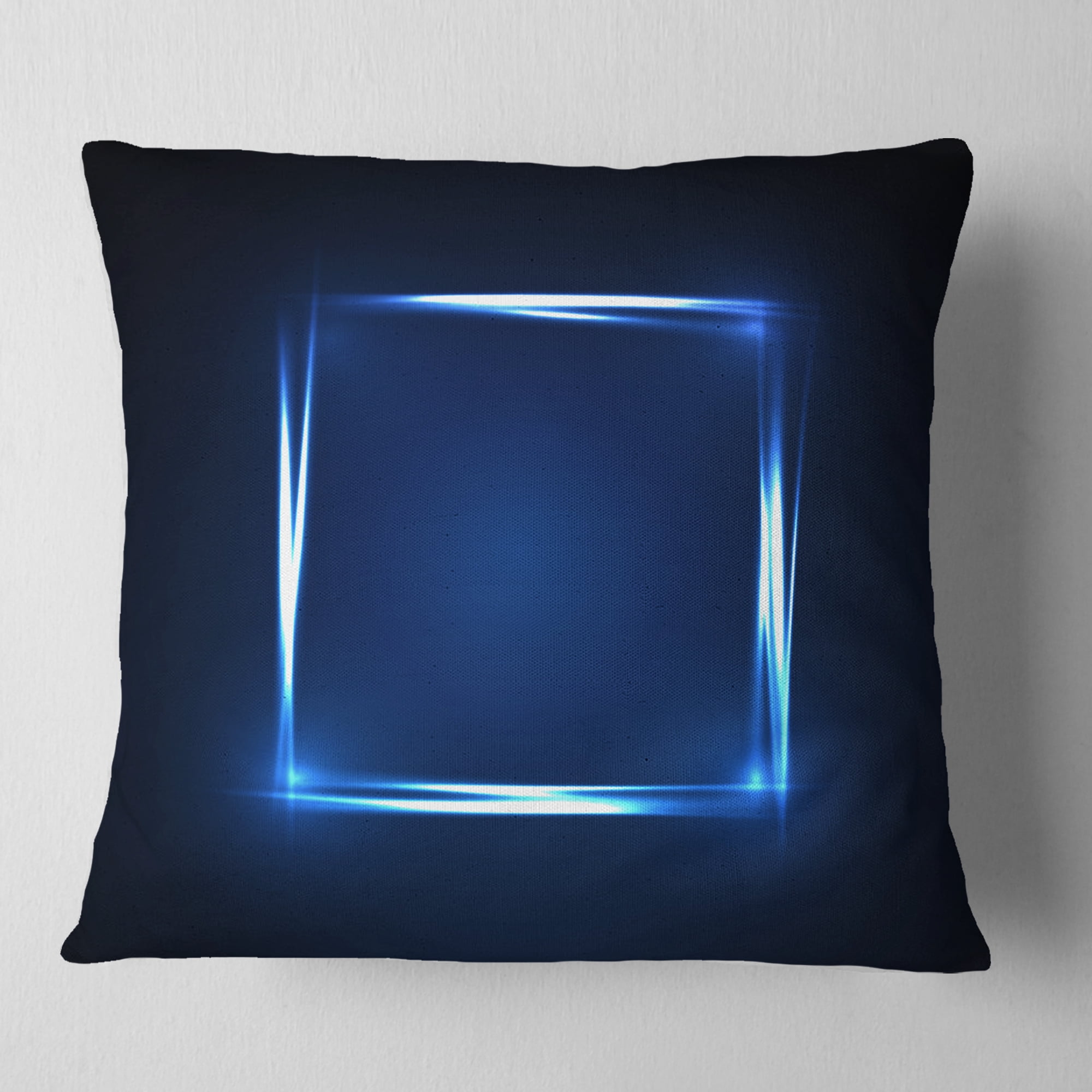Designart Neon Shape Blue - Abstract Throw Pillow - 16x16