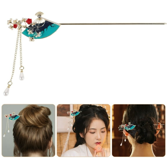 WHAMVOX Vintage Chinese Hair Stick Fan Shape Japanese Hair Chopsticks Traditional Hair Pin Wedding Chignon Pin Chopsticks Updo Holder Hair Styling Accessories