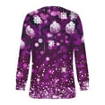 thumbnail image 5 of asdoklhq Womens Christmas Sweater Casual Fashion Loose Pleated Round Neck Christmas Printed Long Sleeve Purple S, 5 of 5
