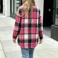 thumbnail image 7 of Sevevn Women Plaid Fleece‑Lined Shacket Jacket Button‑Down Sherpa Lined Flannel Shirt Coat with Chest Pocket Winter Outerwear Pink M, 7 of 7