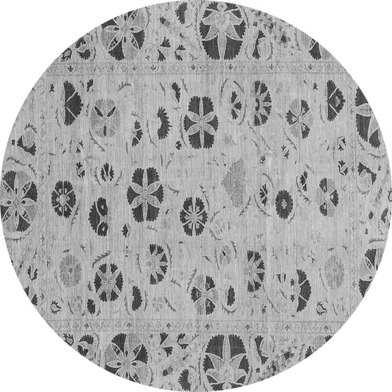 Ahgly Company Indoor Round Abstract Gray Modern Area Rugs, 4' Round