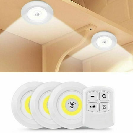 

3-Pack Self-adhesive LED Spotlights with Remote Control-Warm light