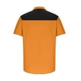 thumbnail image 4 of YLSDY Men's Casual Button Down Shirts Short Sleeve Summer Hawaiian Shirt Color Block Vintage Tees Collared Dressy Tops 2025 Orange XXXL, 4 of 5