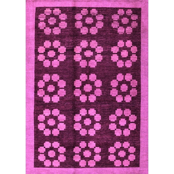 Ahgly Company Indoor Rectangle Abstract Purple Modern Area Rugs, 5' x 7'