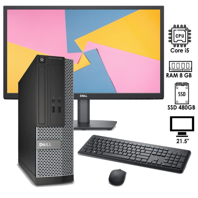 PC DELL OPTIPLEX Intel RAM 8GB SSD 480GB WIFI MONITOR 21.5" (Reacondicionado)