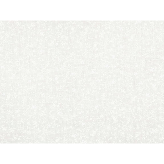 108" Wide Quilt Backing Tiny Vines Flower Buds Floral Motif White on White Cotton Fabric Print by the Yard (BD-22015-A01)