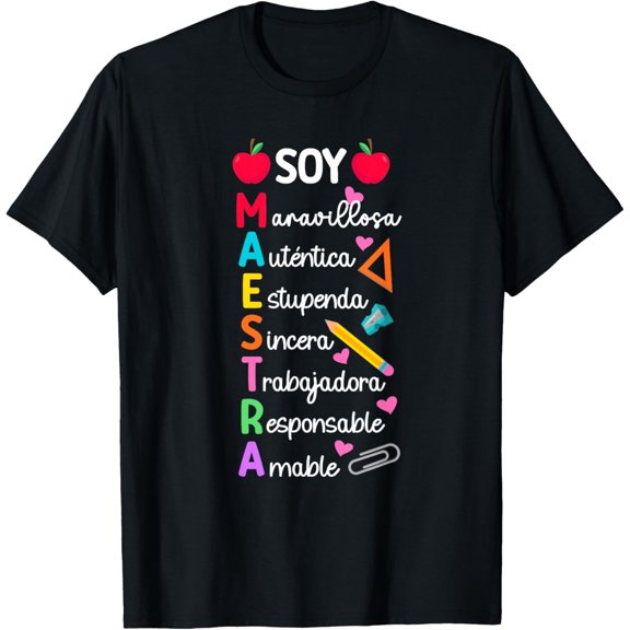 Soy Maestra De Espa?ol Spanish Teacher Bilingual Teacher T-Shirt men and women can wear,black,white,creative gift