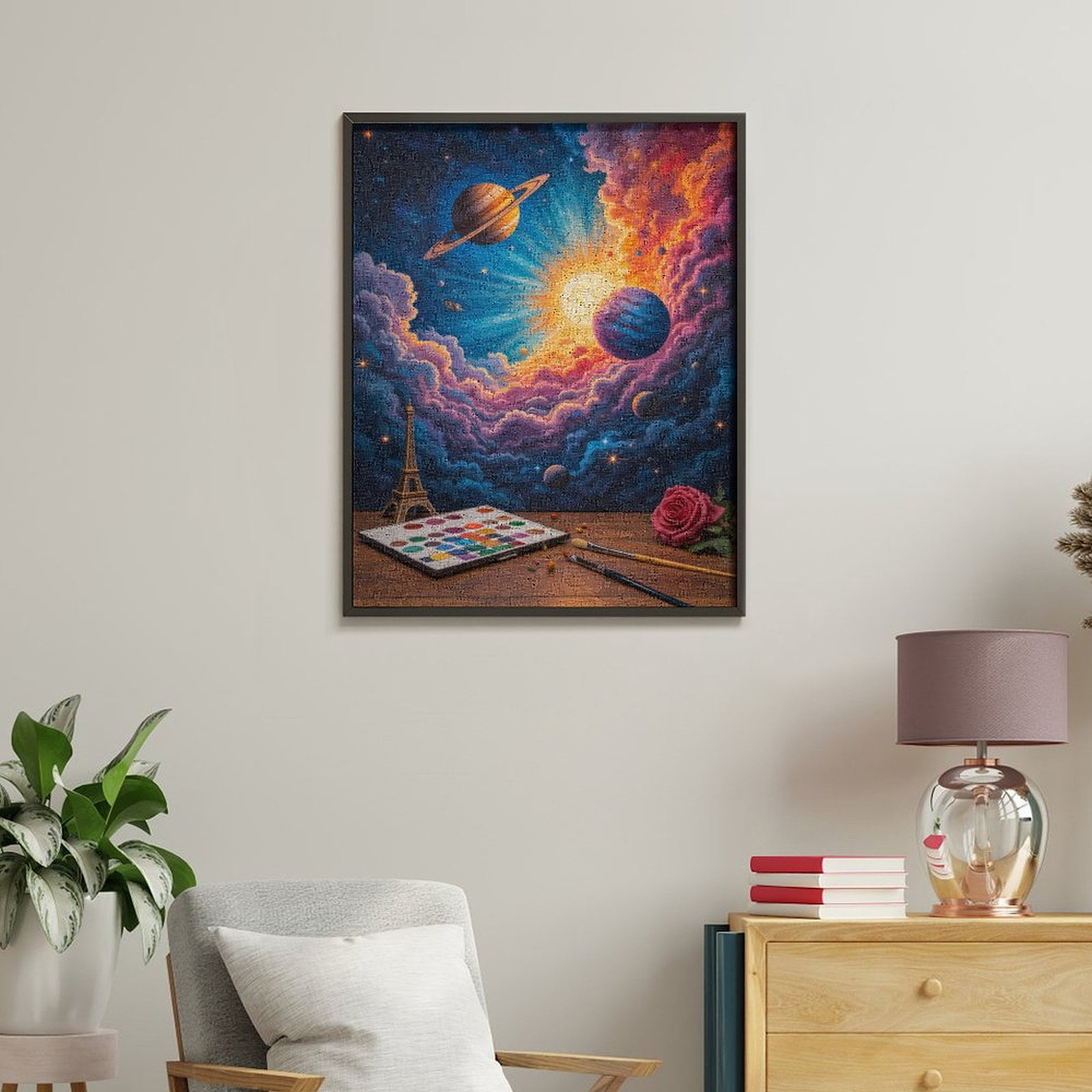 Paint By Numbers Kit for Adults Beginner - DIY Cosmic Fantasy Art Supplies Rose Canvas Painting Kits for Adults, Frameless Paint By Number for Adults for Home Wall Decor 16x20 Inch