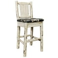thumbnail image 3 of Montana Collection Barstool w/ Back - Woodland Upholstery, w/ Laser Engraved Bear Design, Ready to Finish, 3 of 9