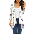 thumbnail image 2 of QATAINLAV Cardigans for Women, Summer Casual Comfortable Blouse Trendy Floral Print Shawl Half Sleeve Duster Top Going Out Streetwear Prime Today White XXL, 2 of 6