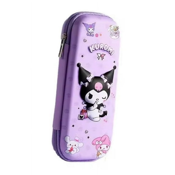Kuromi 3D Pencil Case Pencil Pouch 9" x 4" x 1.5" with Bonus Keychain
