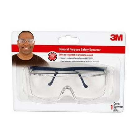 3M General Purpose Safety Glasse, Black Frame/Clear